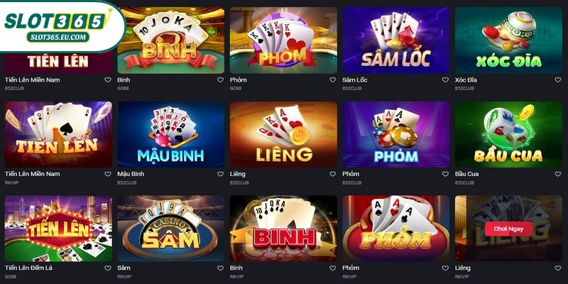 Các trò chơi bài nổi bật trong sảnh cược Game bài của SLOT365
