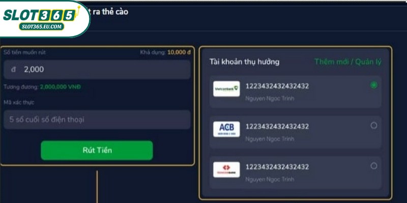 Các bước hướng dẫn chi tiết cách rút tiền SLOT365 đơn giản